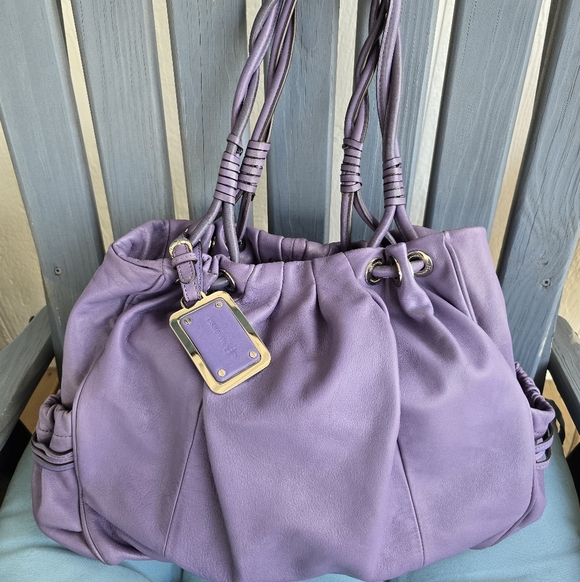 B. Makowsky Lavender Leather Shoulder Bag - Picture 3 of 16